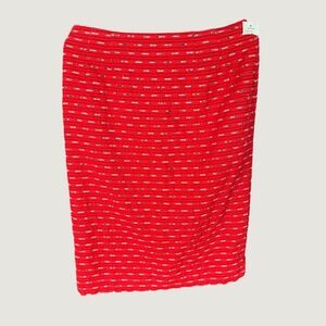 Carlisle Red Textured Cotton Blend Pencil Skirt Women Size 10 Lined Knee Length